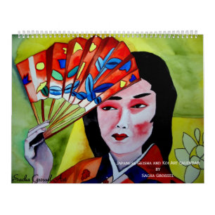 Japansk Geisha och Koi konstkalender Kalender