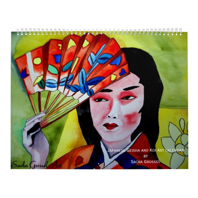 Japansk Geisha och Koi konstkalender Kalender (Omslag)