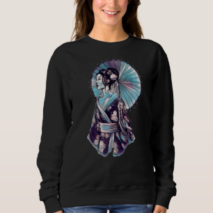 Japansk Geisha Parasol Söt Tattoo Samurai T Shirt