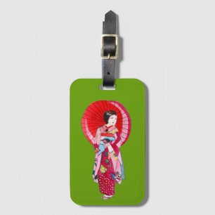 Japansk Geisha röd kimono, söt konst Bagagebricka