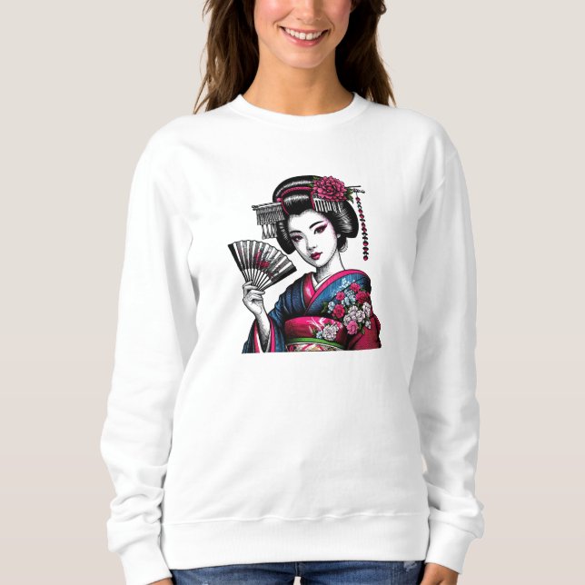Japansk Geisha Sweatshirt för kvinnor T Shirt (Framsida)