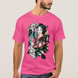 Japansk Geisha Sword Samurai Warrior 1 T Shirt