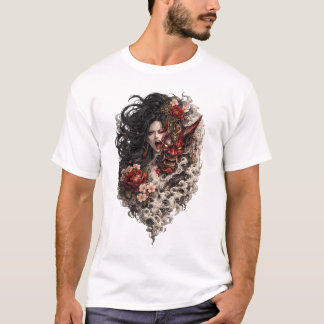Japansk Geisha-Tatuering T-Shirt | Traditionell Ir