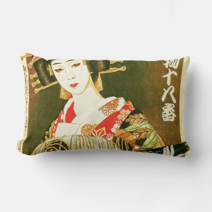 Japansk Geisha & Wasaga Papper Umbrella Art Lumbarkudde