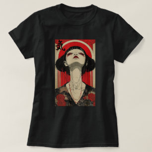 Japansk Geisha Woman Art Kanji Tokyo Japan Hanami T Shirt