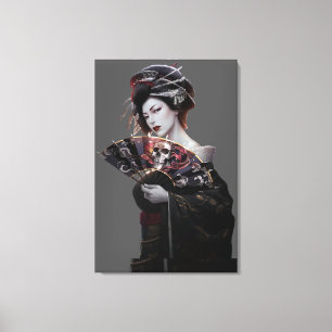 Japansk Geisha Woman Art Wrapped Canvas