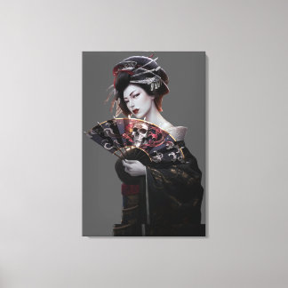 Japansk Geisha Woman Art Wrapped Canvas