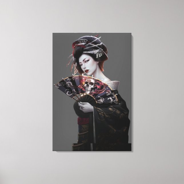 Japansk Geisha Woman Art Wrapped Canvas (Framsida)