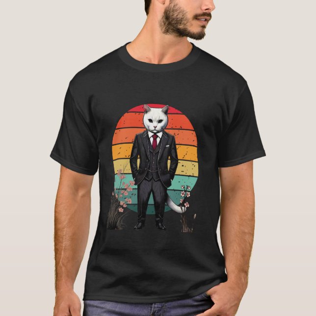 Japansk gentleman Samuraj katt T Shirt (Framsida)