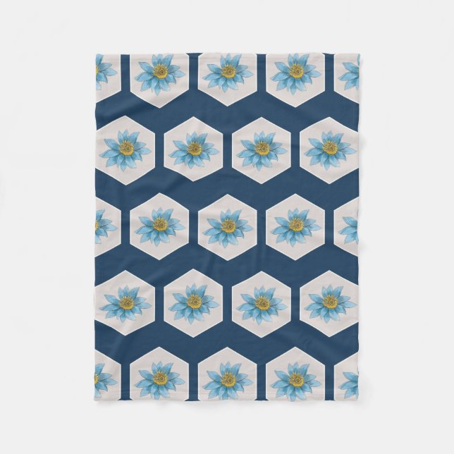 Japansk Geometric Lily Flower Mönster Fleecefilt (Framsidan)