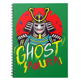 Japansk Ghost Samurai Martial Art i Retro Stil Anteckningsbok