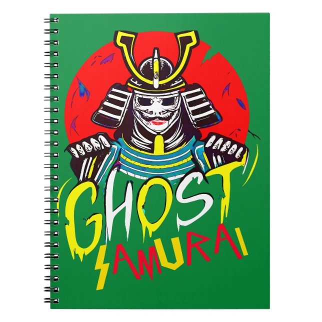 Japansk Ghost Samurai Martial Art i Retro Stil Anteckningsbok (Framsidan)