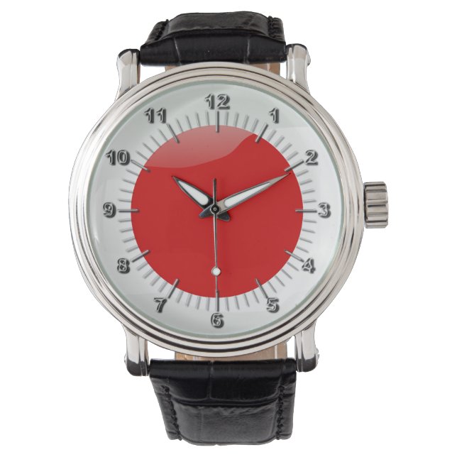 Japansk glansig flagga armbandsur (Framsida)