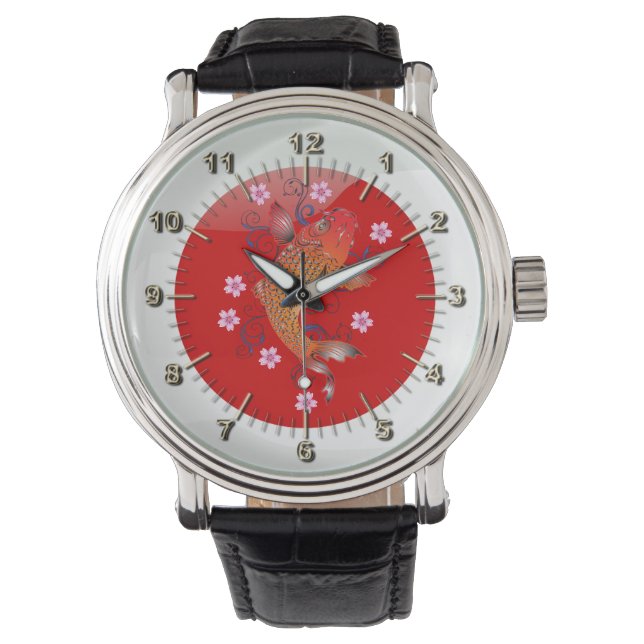 Japansk glansig flagga armbandsur (Framsida)