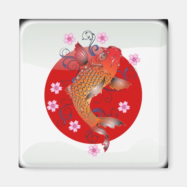 Japansk glansig flagga magnet (Framsidan)