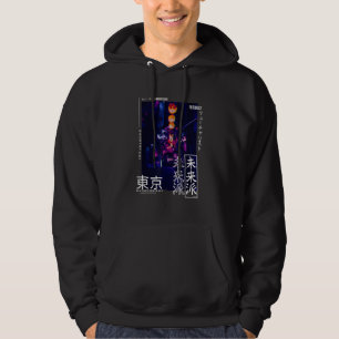 Japansk Glitch Cyberpunk Tokyo Streetwear Aesthet Hoodie