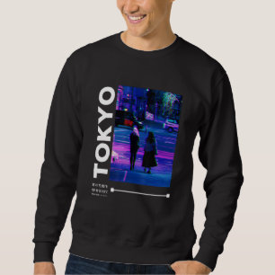 Japansk Glitch Cyberpunk Tokyo Streetwear Aesthet Lång Ärmad Tröja