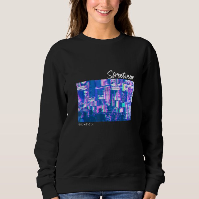 Japansk Glitch Cyberpunk Tokyo Streetwear Aesthet T Shirt (Framsida)