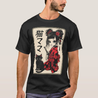 Japansk gotik Kawaii Anime Samurai Cat Mamma Woman T Shirt