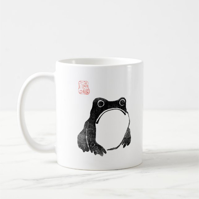 Japansk Grinig Groda Padda Ointresserad Djur Rolig Kaffemugg (Vänster)
