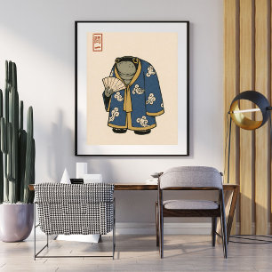 Japansk grodillustration Ukiyoe-stil konstverk Poster
