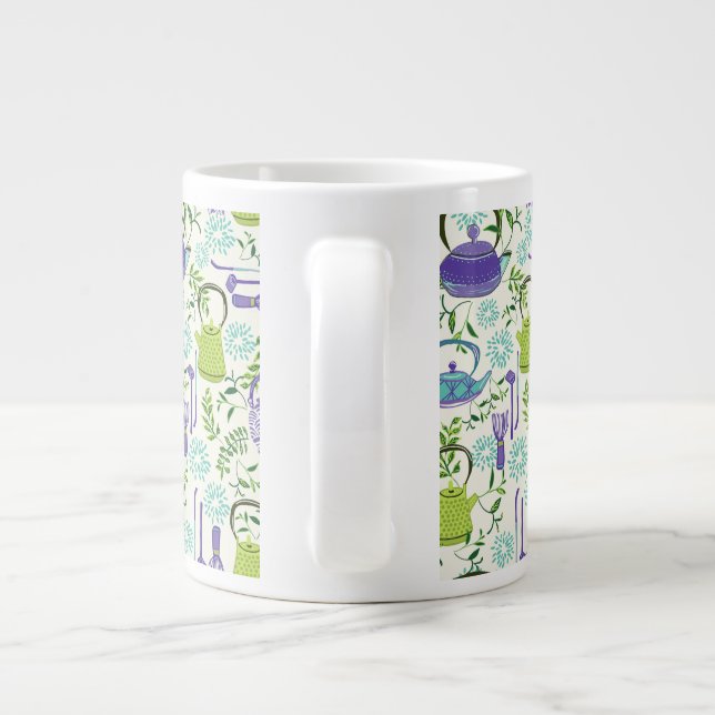 Japansk grön teapottdesign jumbo mugg (Baksidan)