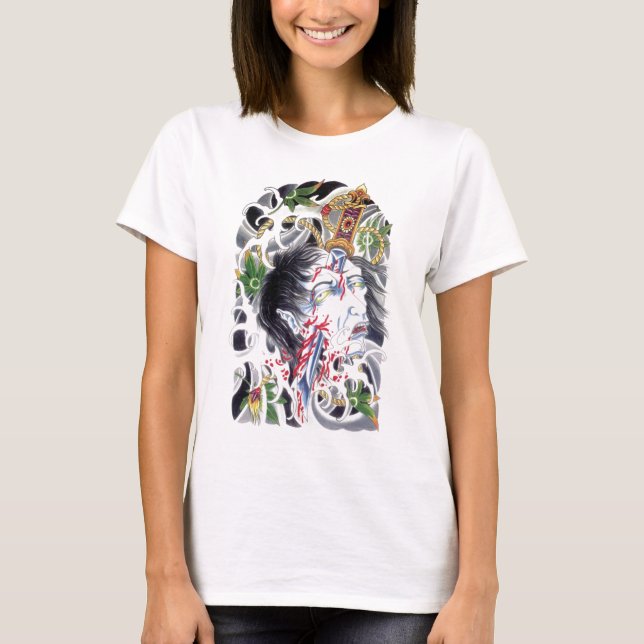 Japansk grotesk svärddesign t shirt (Framsida)