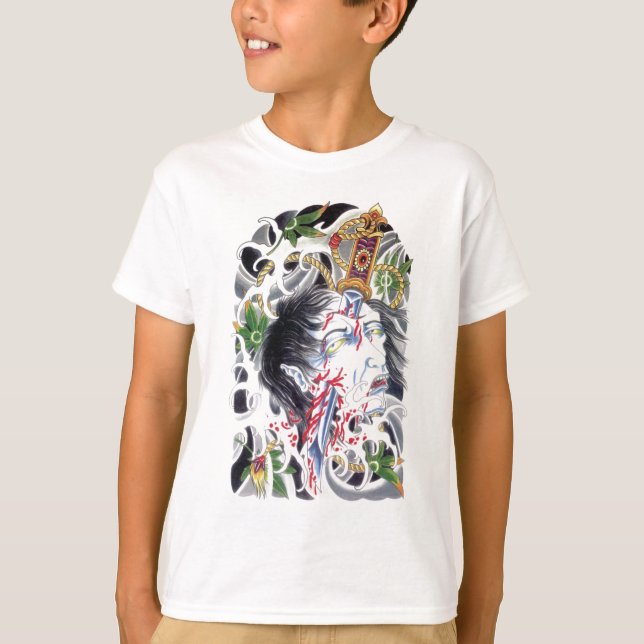 Japansk grotesk svärddesign t shirt (Framsida)