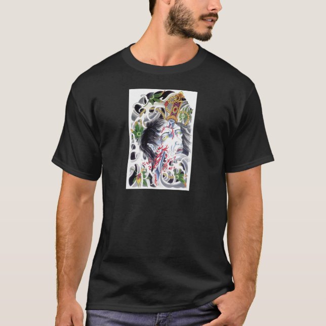 Japansk grotesk svärddesign tee shirt (Framsida)