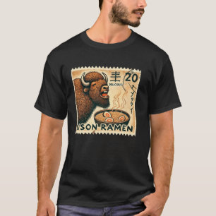 Japansk grottkonst frimärke nudlar bison Rame T Shirt