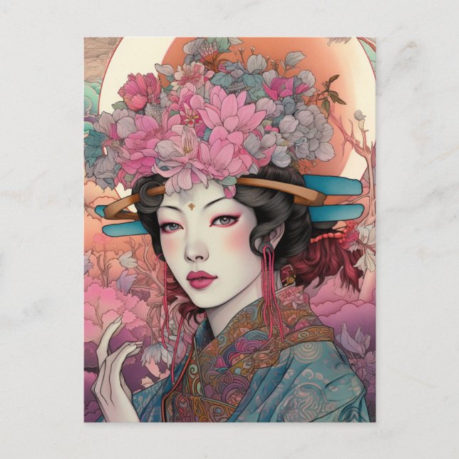 Japansk gudinna Fantasy Art Postcard Vykort (Framsida)
