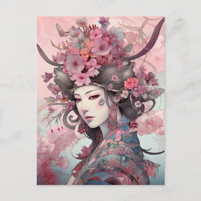 Japansk gudinna Fantasy Art Postcard Vykort (Framsida)
