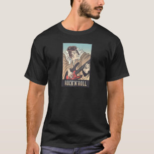 Japansk Guitarist Artwork Samurai Spelar Guitar T Shirt