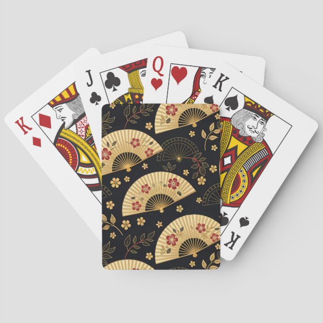 Japansk guldfläkt Sakura-mönster Casinokort (Baksidan)