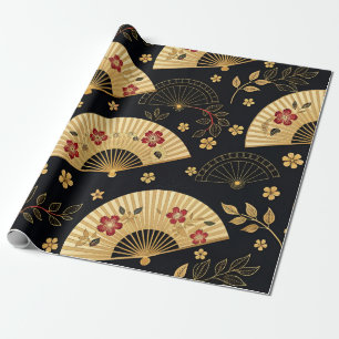 Japansk guldfläkt Sakura-mönster Presentpapper
