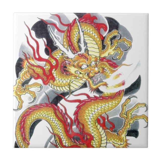 Japansk Gult Dragon Kakelplatta (Framsidan)