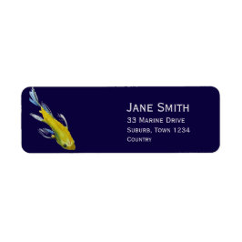 Japansk Gult Koi-originalkonstfisk Returadress Etikett