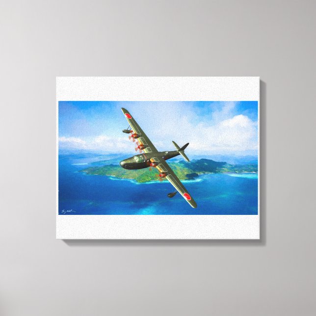 Japansk H8K Emily Seaplane-landning Canvastryck (Framsida)