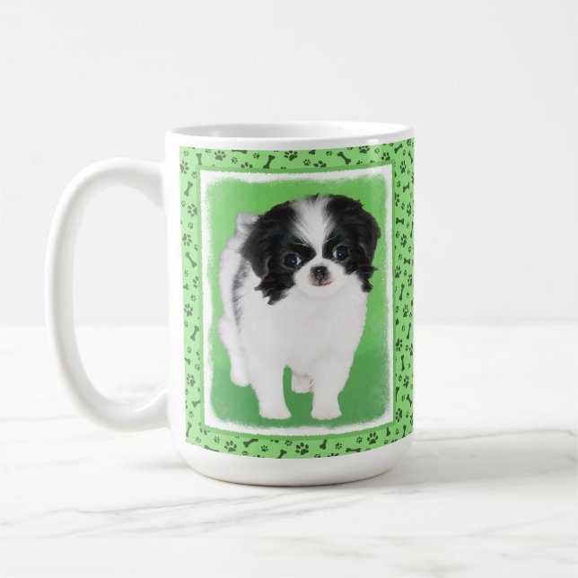 Japansk hakavalpmålning - original- hundkonst kaffemugg (Vänster)
