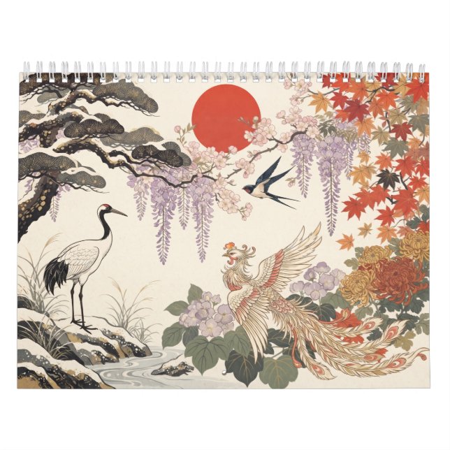 Japansk Hanafuda Fåglar & Blommor Väggkalender Kalender (Omslag)