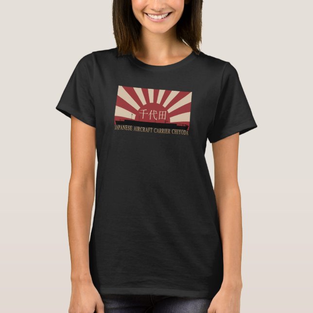 Japansk hangarfartyg Chiyoda Stigning Sol Flagga T Shirt (Framsida)