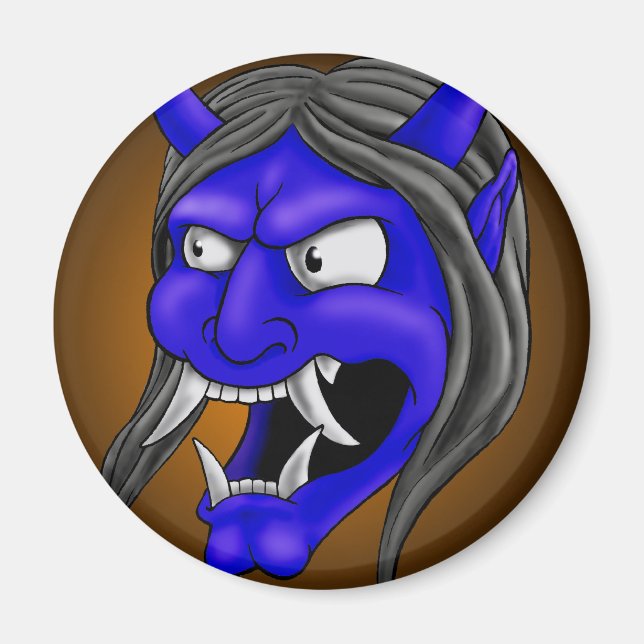 Japansk Hannya Mask Magnet (Framsidan)