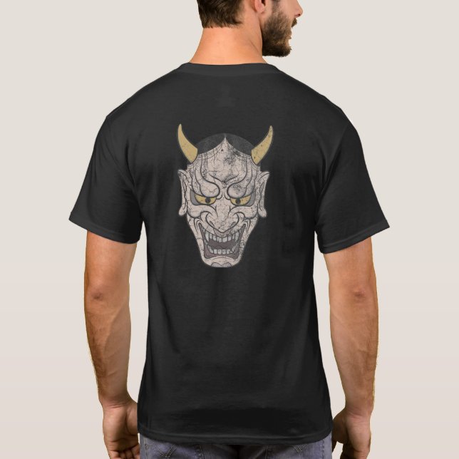Japansk Hannya Mask - Utsliten Stil T Shirt (Baksida)