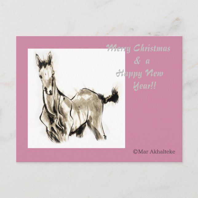 Japansk häst samurai art equestrian sumi helg vykort (Framsida)