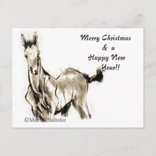 Japansk häst samurai art equestrian sumi helg vykort