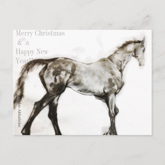 Japansk häst samurai art equestrian sumi helg vykort (Framsida)