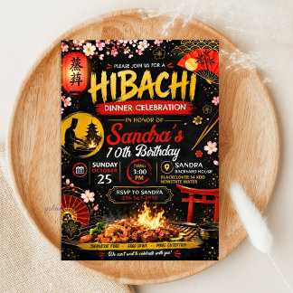 Japansk Hibachi Födelsedagsfest - Grilltema Inbjudningar