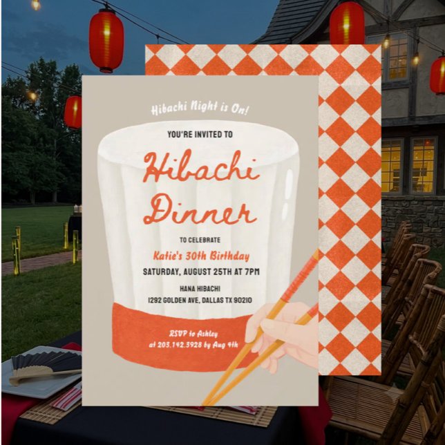 Japansk Hibachi Middag Födelsedagsfest Inbjudningar (Skapare uppladdad)