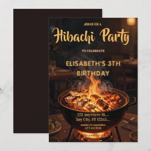 Japansk Hibachi Middagspartaj Födelsedagsinbjudan Inbjudningar