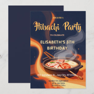 Japansk Hibachi Middagspartaj Födelsedagsinbjudan Inbjudningar
